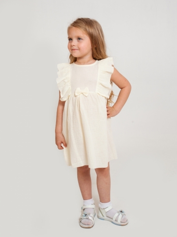 Купить 322-СЛ. Платье из муслина детское, хлопок 100% сливочный, р. 98,104,110,116 в Орле