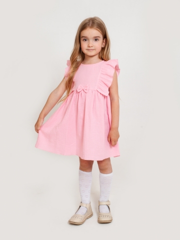 Купить 322-Р. Платье из муслина детское, хлопок 100% розовый, р. 98,104,110,116 в Орле