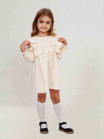 Купить 321-СЛ. Платье из муслина детское, хлопок 100% сливочный, р. 98,104,110,116 в Орле