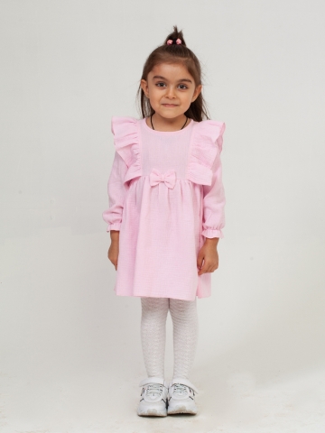 Купить 321-Р. Платье из муслина детское, хлопок 100% розовый, р. 98,104,110,116 в Орле